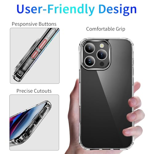 DEERLAMN Clear Case for iPhone 16 Pro 6.1-Inch, Military Grade Drop Protection Anti-Scratch Transparent Ultra Slim Non-Yellowing Shockproof Protective Phone Cover - size: iPhone 16 Pro 6.1-Inch