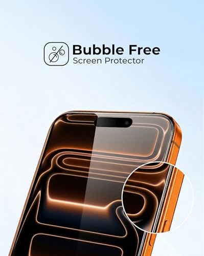 OptiGuard™ (2 Pack) Clear Screen Protector for iPhone 16/15, Ultra-Clear HD Transparency, 9H Tempered Glass, Bubble-Free Installation Kit, Scratch Resistant, Case Friendly