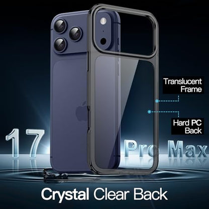 JETech Case for iPhone 17 Pro Max, Anti-Yellowing, Black | Shockproof Protection, Scratch Resistant Hard PC Back, Durable Transparent TPU Bumper - color: Black, size: iPhone 17 Pro Max