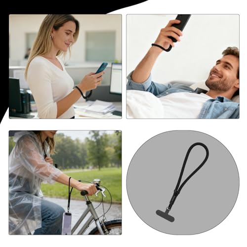 Phone Wrist Strap with Tether Tab, Anti-lossing Phone Lanyard Mobile Equipment Strap Adjustable Wristlet - color: Black