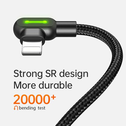 mcdodo 4FT USB-A to Lightning Cable 90 Degree Right Angle USB to Lightning Charging Cable with LED Indicator Light Compatible for iPhone 14 13 12 11/Pro/ProMax/Plus, iPad, AirPods, iTouch (1.2m) - size: 4FT(1.2M)