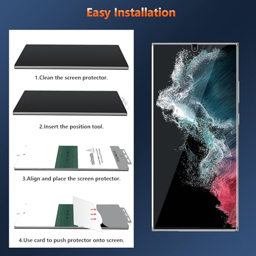 [3 Pack] for S22 Ultra Screen Protector Flexible TPU, Fingerprint Unlock, Scratch Resistant, Easy Installation, Case Friendly, Bubble Free - size: Samsung Galaxy S22 Ultra
