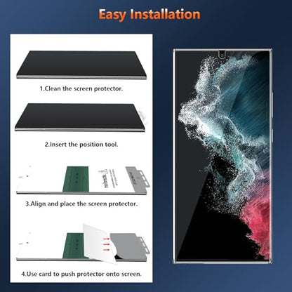 [3 Pack] for S22 Ultra Screen Protector Flexible TPU, Fingerprint Unlock, Scratch Resistant, Easy Installation, Case Friendly, Bubble Free - size: Samsung Galaxy S22 Ultra