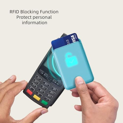 Upgrade Magnetic Wallets for MagSafe Wallet, RFID Blocking, Leather Card Holder Compatible with iPhone 17 16 15 14 13 12 and Pro Promax Series - color: Sky blue Card pack