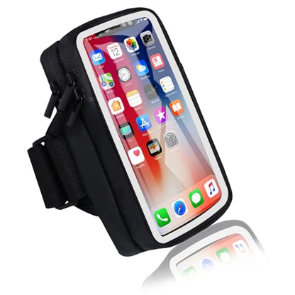 Phone Holder for Running Armband Cell Phone Holder iPhone 17 16 16e 15 14 13 12 11 Pro Max Xs Xr X Plus Mini Galaxy Ultra S26 Note, Sports Arm Bag Bands Fit Exercise Gym Workout Runner Hiking - color: 11-Black with Clear Window