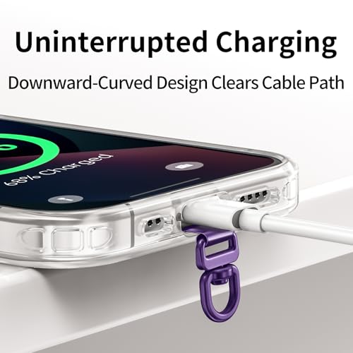 saxsion Phone Tether Tab & Lanyard Tab, 360° Swivel Clip - Ultra Thin Stainless Steel Universal Patch for All Phone Cases - color: Dark Purple*2