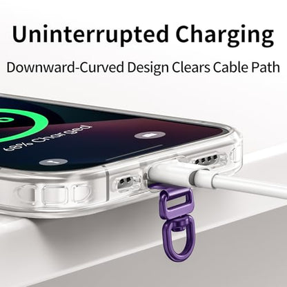 saxsion Phone Tether Tab & Lanyard Tab, 360° Swivel Clip - Ultra Thin Stainless Steel Universal Patch for All Phone Cases - color: Dark Purple*2