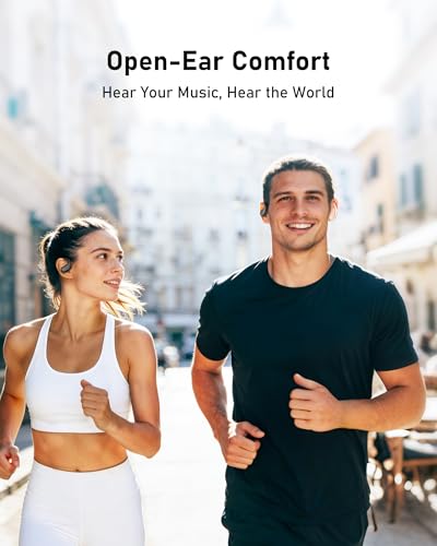 Open Ear Headphones Bluetooth 5.4, 62H Playtime, Air Conduction Wireless Earbuds with Ergonomic Earhooks, ENC Mic,IPX5,Physical Buttons, Comfort-Fit for Running, Cycling, Workouts - color: Black