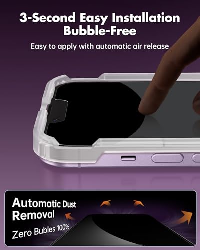 UNBREAKcable 4PCS Screen Protector for iPhone 14-2 Privacy Tempered Glass+2 Clear Glass Double Shatterproof [Easy Installation Frame] [9H Hardness] [Case Friendly] Anti-Scratch for iPhone 6.1 inch - size: iPhone 14