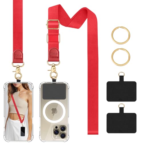 TiMOVO Phone Lanyard Crossbody Wrist Strap, Adjustable Anti-Theft Strap for Smartphone Case - color: Red