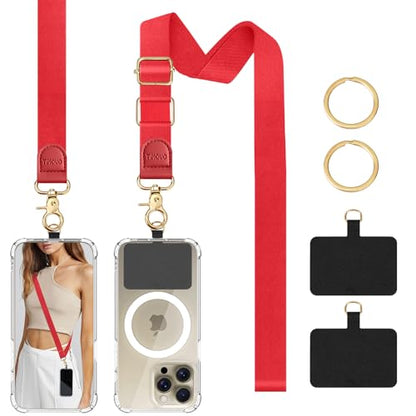 TiMOVO Phone Lanyard Crossbody Wrist Strap, Adjustable Anti-Theft Strap for Smartphone Case - color: Red