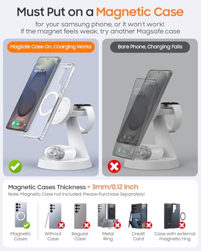 Meifigno Magnetic Wireless Charger for Samsung S26Ultra/Galaxy Watch8,White - color: WHITE
