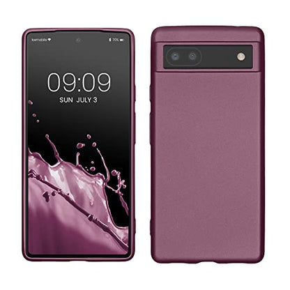 kwmobile Case Compatible with Google Pixel 6a Case - Soft Slim Metallic TPU Silicone Cover - Metallic Lavender - color: Metallic Lavender