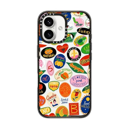 CASETiFY for iPhone 16 Case - Impact | Slim Fit | 8.2 ft. 4X Military Grade Drop Protection | FRUIT STICKERS | Black - color: FRUIT STICKERS, size: Iphone 16 (6.1")