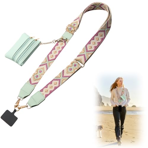 Cell Phone Lanyard Crossbody with Wallet, Versatile Clip and Go Phone Strap - color: D