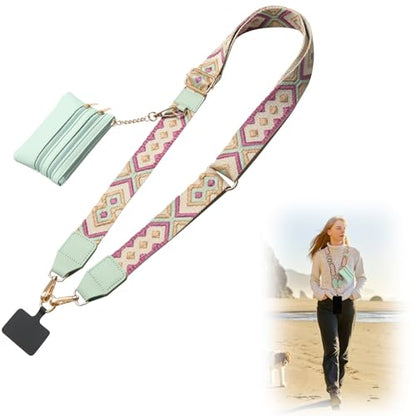 Cell Phone Lanyard Crossbody with Wallet, Versatile Clip and Go Phone Strap - color: D