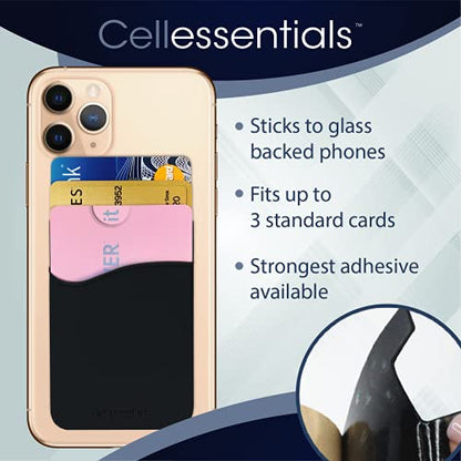 USA Merchant Redesigned Card Holder - Silicone Stick on Cell Phone Wallet with Pocket for Credit Card ID Business Card - iPhone Android & Smartphones (Black) - color: Black