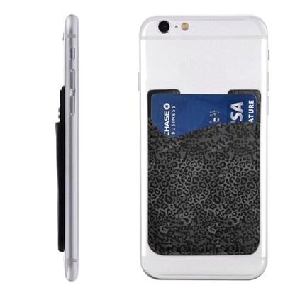 Phone Card Holder Black Leopard Slim Leather Phone Card Holder Adhesive Pocket Credit Card Sleeves Sticker for Back Of Smartphone Cheetah Animal Phone Accessories - color: Leopard