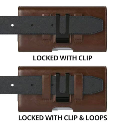 Magnetic Closure Holster for Motorola Edge, Motorola Moto G Power/G Play/Moto G/G36 G06 G57 Pure G05 G15 G100 (2026 2025 2024) - Leather Belt Case Premium Pouch (Fits Slim/Regular Case) (Coffee Brown) - color: Coffee Brown
