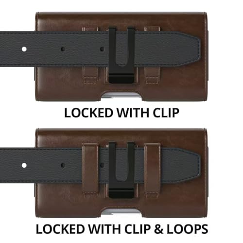 Magnetic Closure Holster for Samsung Galaxy S26, S25, S24, S23, S22, S21, S20 - Leather Belt Case with Card Holder, Premium Pouch (Fits Slim/Regular Case) (Brown, Medium) - color: Coffee Brown, size: Medium