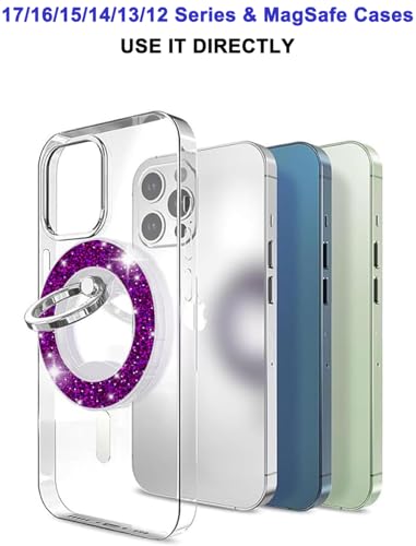 Magnetic Phone Ring Holder for magsafe, Glitter Magnetic Grip Compatible with iPhone 17 16 15 14 13 12 Pro max,Pro,Plus,Mini Mag Safe Pixel 10 Series Accessories,Adjustable Kickstand,Teal - color: Teal