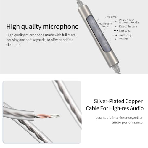 SoundMAGIC E80D Digital USB C Headphones - Type C Wired Earbuds with Microphone HiFi Stereo Earphones Powerful Bass Noise Isolating Compatible with Android Device, Gunmetal