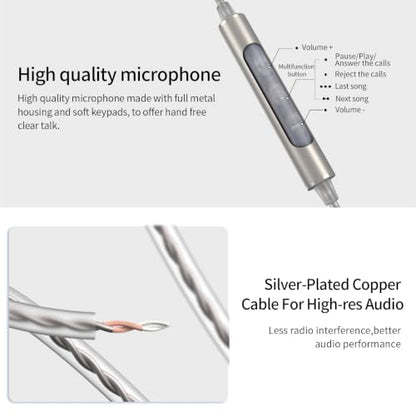 SoundMAGIC E80D Digital USB C Headphones - Type C Wired Earbuds with Microphone HiFi Stereo Earphones Powerful Bass Noise Isolating Compatible with Android Device, Gunmetal