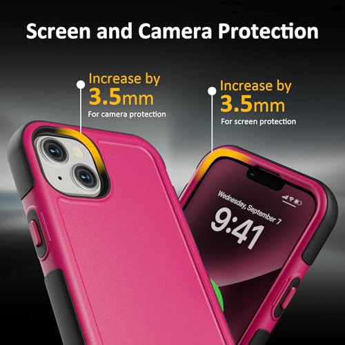 Follaroma Magnetic for iPhone 14 Plus Case, Heavy Duty Cases, Hot Pink,6.7" | Compatible with MagSafe, Heavy Duty Shockproof,Military-Grade Anti-Drop Protective,Dual Layer Magnetic Protection Phone Cover - color: Hot Pink, size: iPhone 14 Plus 6.7''
