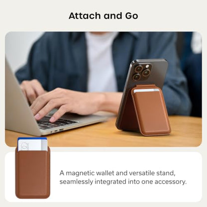 Satechi MagSafe Wallet Stand, Card Holder, NFC Pass-Through - color: Brown