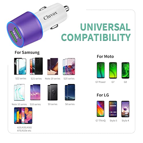 36W Rapid USB Car Charger for Samsung Galaxy S26/S25/A57/A56/A37/A36-Purple - color: Purple, size: 3.3ft cable