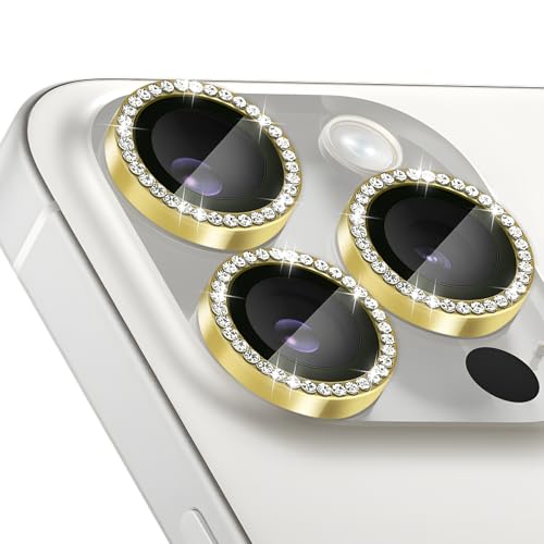 Camera Lens Protector for iPhone 15 Pro/15 Pro Max, Diamond Gold - color: Diamond Gold