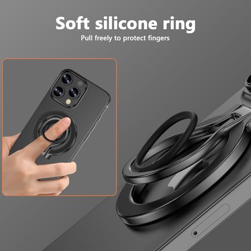 Magnetic Phone Ring Holder for MagSafe, Magnetic Snap Phone Ring Grip - color: Black