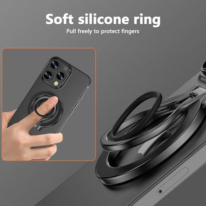 Magnetic Phone Ring Holder for MagSafe, Magnetic Snap Phone Ring Grip - color: Black
