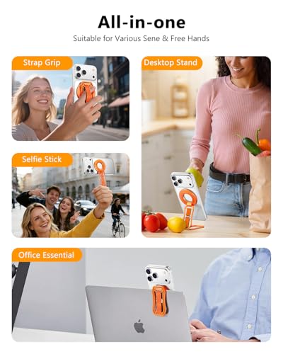 Magsafe Phone Grip & Magnetic Ring Holder - color: Orange