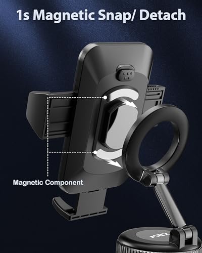Car Phone Mount with Magnetic Clip for Magsafe & Android Cell Phone