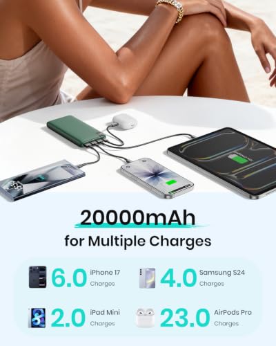 A ADDTOP Power Bank 20000mAh PD 22.5W Fast Charging Portable Charger - color: Green
