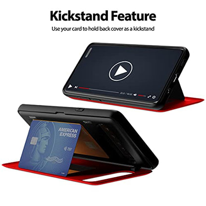GOOSPERY Magnetic Door Bumper Compatible with Galaxy S10 5G, Card Holder Wallet Case Easy Magnet Auto Closing Protective Dual Layer Sturdy Phone Back Cover - Red - color: Red, size: Galaxy S10 5G