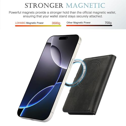HAII for MagSafe Card Wallet Bag compatible with MagSafe Invisible Ultra-Thin Lightweight Kickstand Magnetic Mobile Wallet Man Woman, 4 Card Slots + 1 Cash Bag. (Black, Buckle Wallet) - color: Black, size: 4 Card Slots + 1 Cash Bag - Buckle Wallet