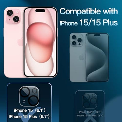 JETech Camera Lens Protector for iPhone 15/15 Plus, 3-Pack | 9H Tempered Glass, HD Clear, Anti-Scratch Protection, Night Shot Compatible, Case-Friendly - size: iPhone 15 / 15 Plus