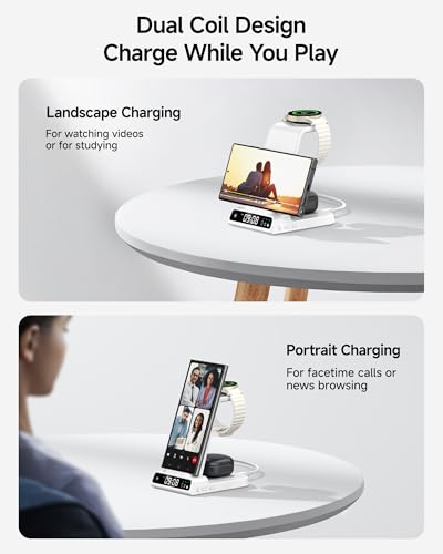 3 in 1 Wireless Charger for Samsung Galaxy S26 Ultra, Galaxy Watch 8, Buds - color: White