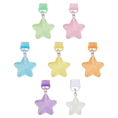 7Pcs Glow in The Dark Star Charms Dust Plug, Type C/USB C Dust Plug Port Cover Accessories, Cute Star Pendant Charging Port Cover Gift for Phone, Tablet, Earbuds