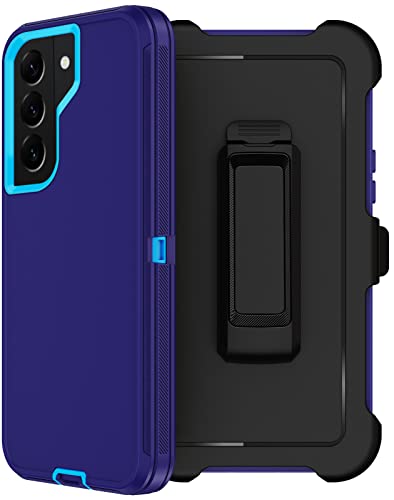 for Samsung Galaxy S22 Case with Belt Clip Holster, 2X Screen Protector, [Military Grade Protection] Heavy Duty Full Body Shockproof Dust-Proof Rugged Protective Cover for Samsung S22 5G Blue - color: Blue