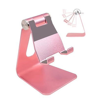 Phone & Tablet Stand Adjustable Multi‑Angle Aluminum Phone & Tablet Stand Non‑Slip Dock/Cradle/Charging Station for Desktop, Bed, Kitchen, Office (Rose Gold) - color: Rose Gold