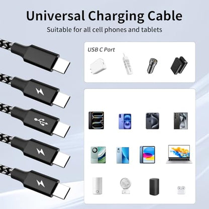 4 in 1 Multi Charging Cable, 2 Pack 5FT USB C Splitter Multi Charging Cable - color: Darkgrey, size: 2Pack5FT