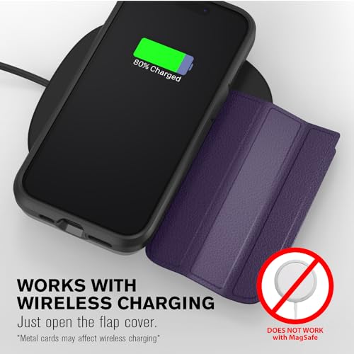 VENA vCommute for iPhone 15 Pro Max Wallet Case, Purple | Military-Grade Drop Protection, Premium Leather Magnetic Flap Cover, Hidden Card Holder, RFID Blocking, Multi-Angle Kickstand - color: Classic - Purple, size: iPhone 15 Pro Max