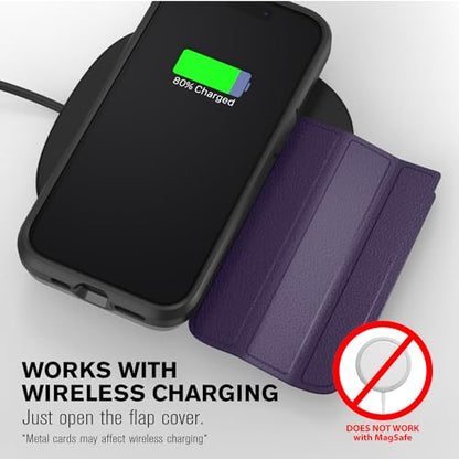VENA vCommute for iPhone 15 Pro Max Wallet Case, Purple | Military-Grade Drop Protection, Premium Leather Magnetic Flap Cover, Hidden Card Holder, RFID Blocking, Multi-Angle Kickstand - color: Classic - Purple, size: iPhone 15 Pro Max