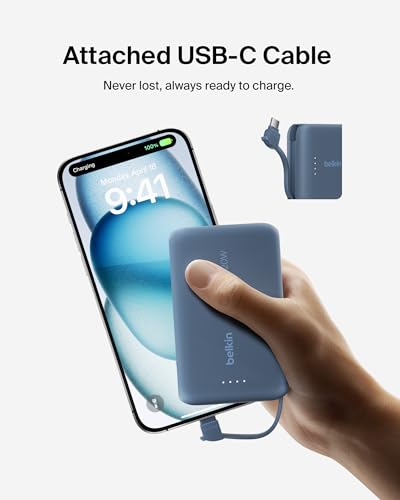 Belkin 10000mAh 20W USB C Power Bank, Portable Charger for iPhone & iPad - color: Blue, style: 10K mAh