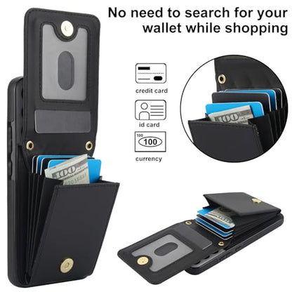 Phone Case for Samsung Galaxy S22 5G Wallet Cover with Tempered Glass Screen Protector Credit Slot Card Holder Crossbody Strap Stand RFID Blocking S 22 22S 4G G5 6.1 inch Women Men Girls Black - color: Black