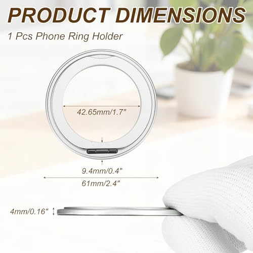 PATIKIL Phone Ring Holder, Metal 360 Rotation Magnetic Phone Grip Holder Stand with Adhesive Backing Smartphone Finger Grip Kickstand for Tablet Case Car Mount Accessory, Silver - color: Silver