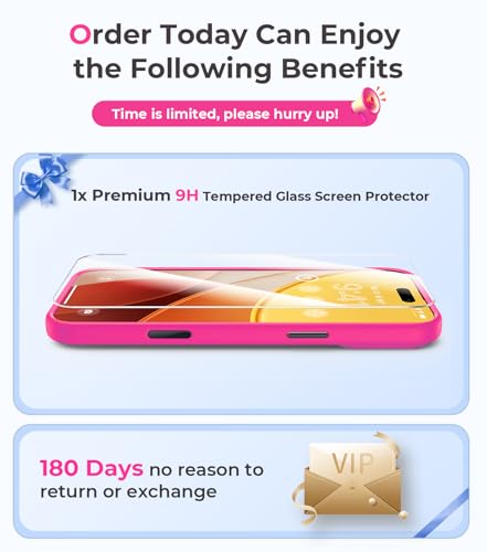 Magnetic for iPhone 17 Pro Max Case with Integrated Camera Protection, [Seamless Work with Magsafe] [Military Grade Shockproof] [Covered Camera Control Button] for iPhone 17 Pro Max 6.9'', Hot Pink - color: Hot Pink